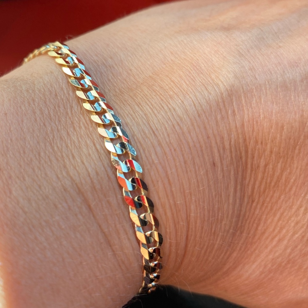 5mm 14k yellow gold Cuban concave Bracelet 7.5" - Picture 6 of 8